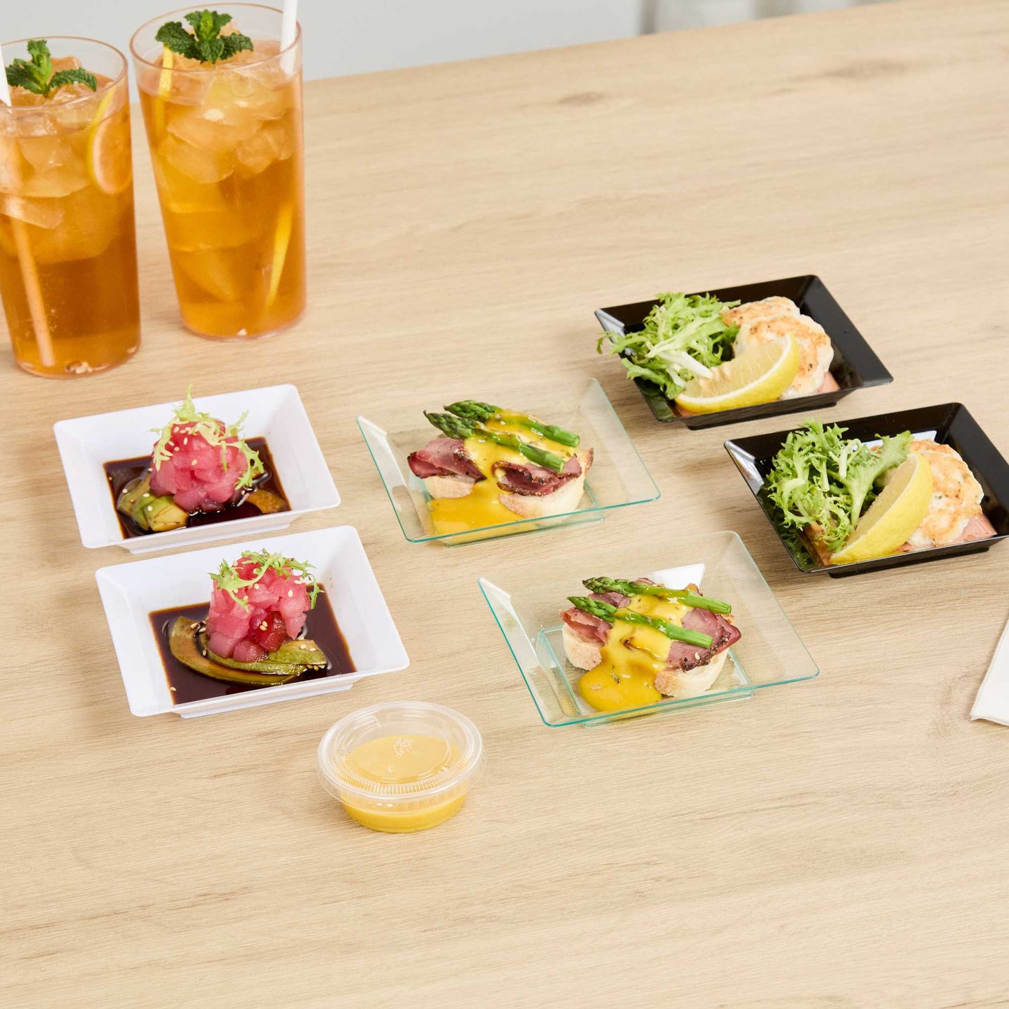 Mini Serve Square Seagreen Plastic Plate - 4 1/4" x 4 1/4" x 1/2" - 100 count box