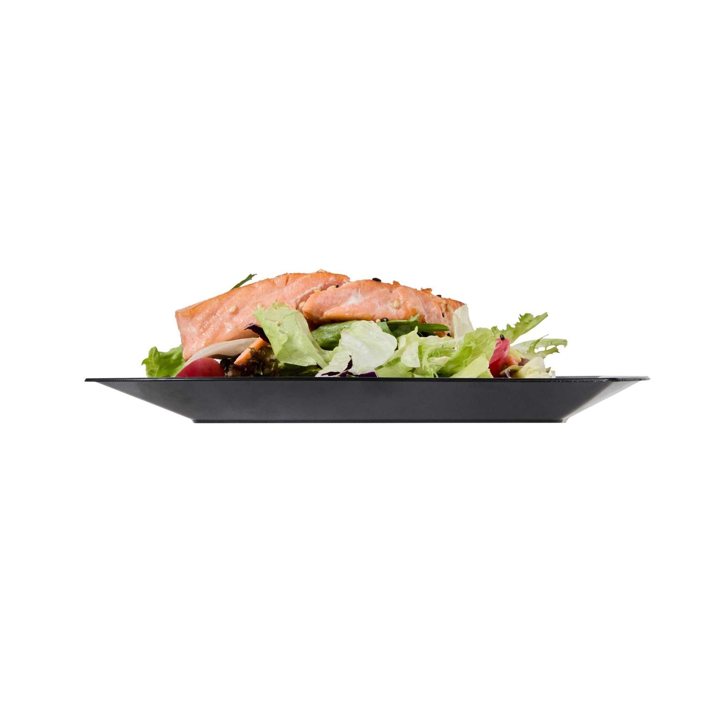 Maxi Serve Square Black Plastic Medium Aqua Plate - 7" x 7" x 1/2" - 100 count box