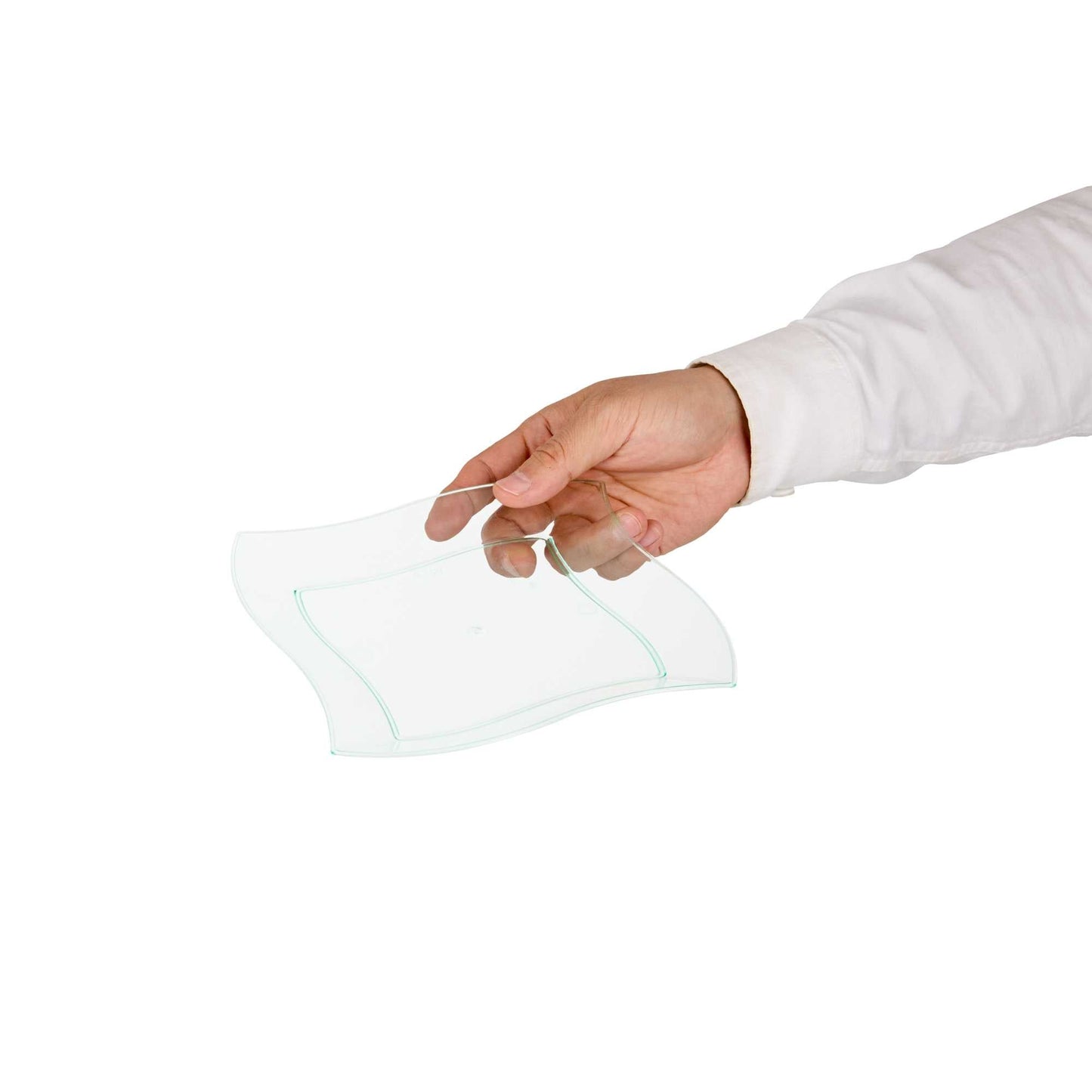 Maxi Serve Square Seagreen Plastic Medium Aqua Plate - 7" x 7" x 1/2" - 100 count box