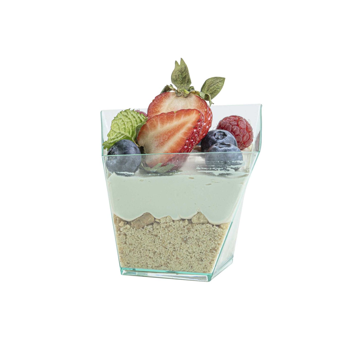 Mini Serve 6 oz Square Seagreen Plastic Large Girata Dish - 3 1/4" x 2 3/4" x 3" - 100 count box