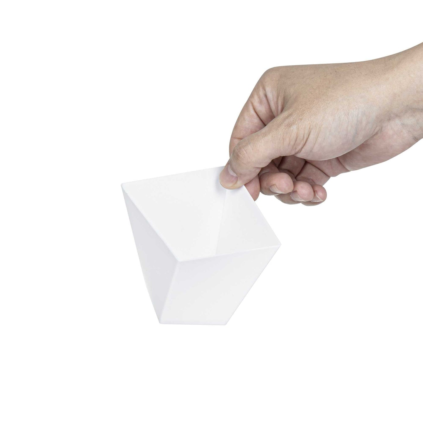 Mini Serve 6 oz Square White Plastic Large Girata Dish - 3 1/4" x 2 3/4" x 3" - 100 count box