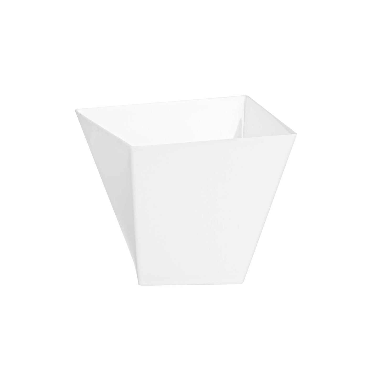 Mini Serve 6 oz Square White Plastic Large Girata Dish - 3 1/4" x 2 3/4" x 3" - 100 count box