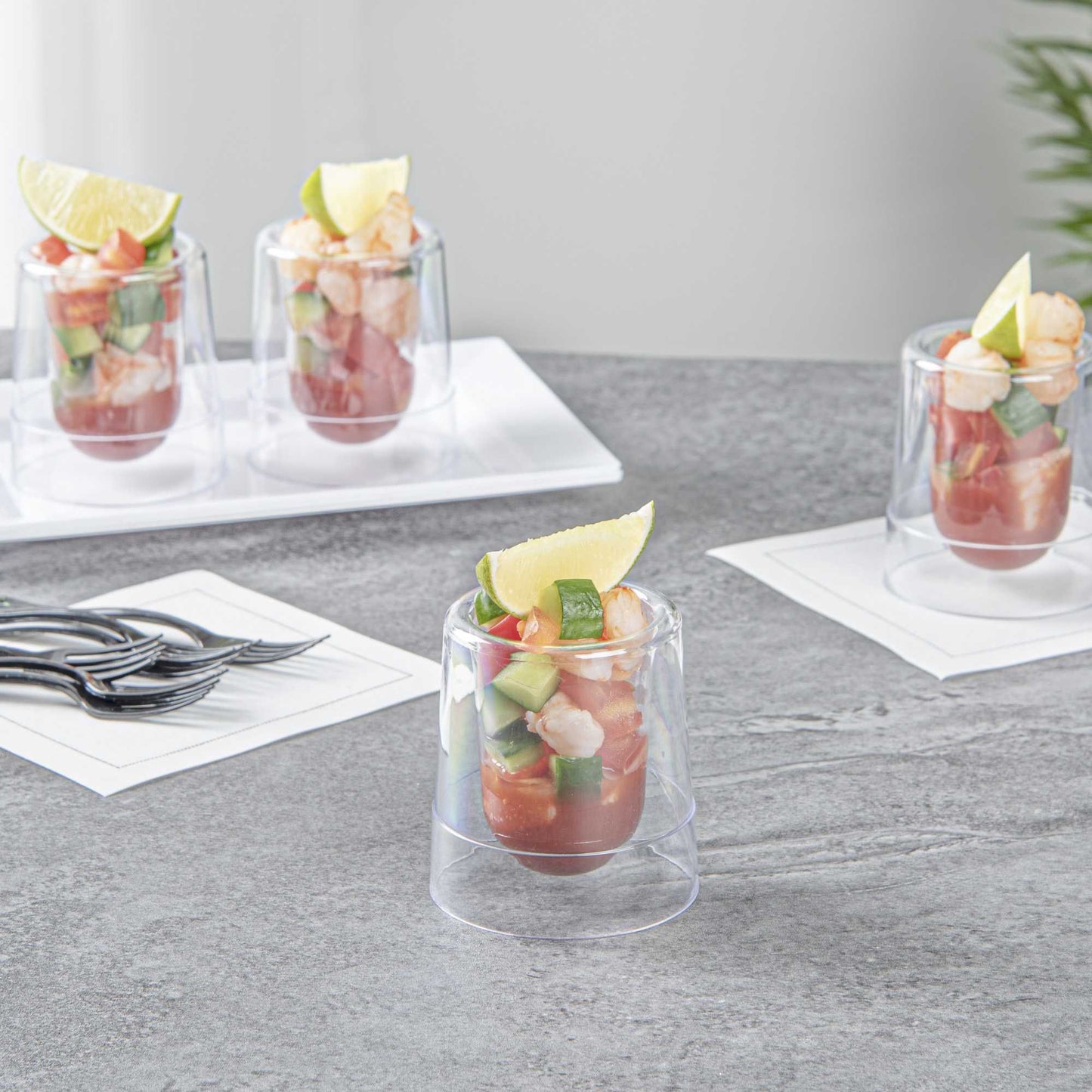 Mini Serve 2 oz Round Clear Plastic Double Walled Cup - 2" x 2" x 2 1/2" - 100 count box