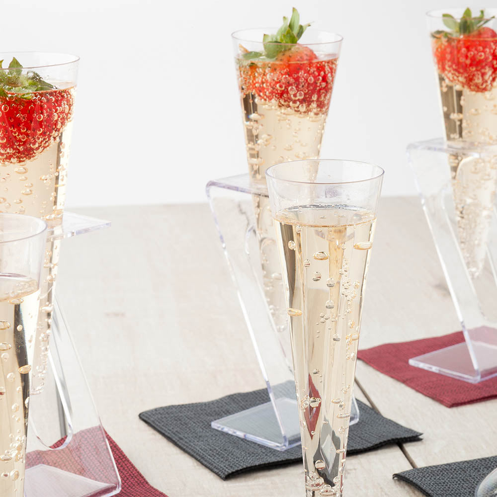 Bev Tek 4 oz Clear Plastic Medium Champagne Flute - Stand Sold Separately - 5 1/2" x 2" x 2" - 100 count box