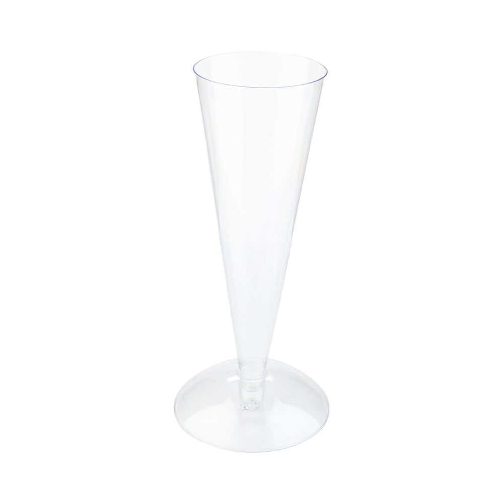 Bev Tek 3 oz Round Clear Plastic Long Champagne Flute - Stand Sold Separately - 6" x 1 1/2" x 1 1/2" - 100 count box