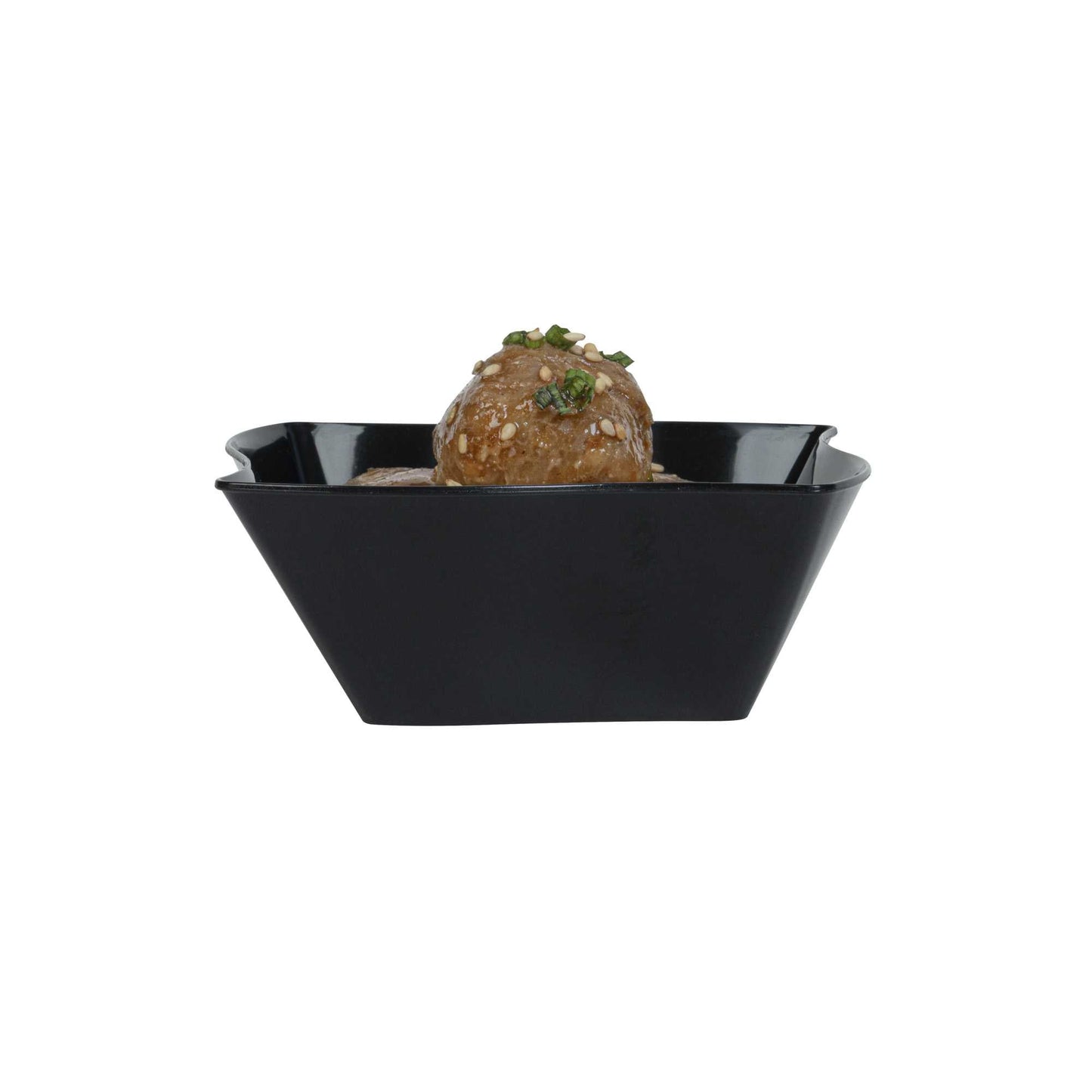 Mini Serve 6 oz Square Black Plastic Aqua Bowl - 3 1/4" x 3 1/4" x 1 1/2" - 100 count box