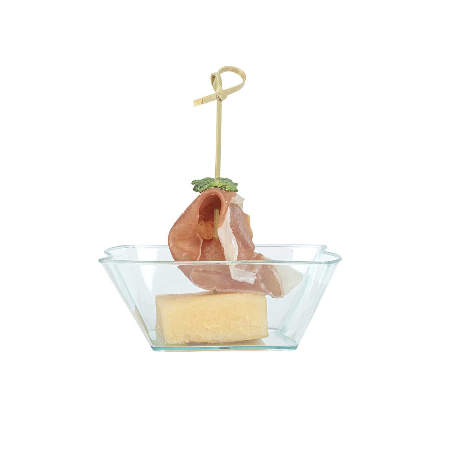 Mini Serve 6 oz Square Seagreen Plastic Aqua Bowl - 3 1/4" x 3 1/4" x 1 1/2" - 100 count box