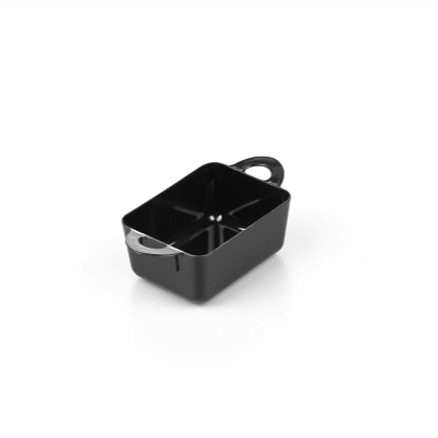 Mini Serve 3 oz Rectangle Black Plastic Cocotte - 3 3/4" x 2" x 1 1/2" - 100 count box