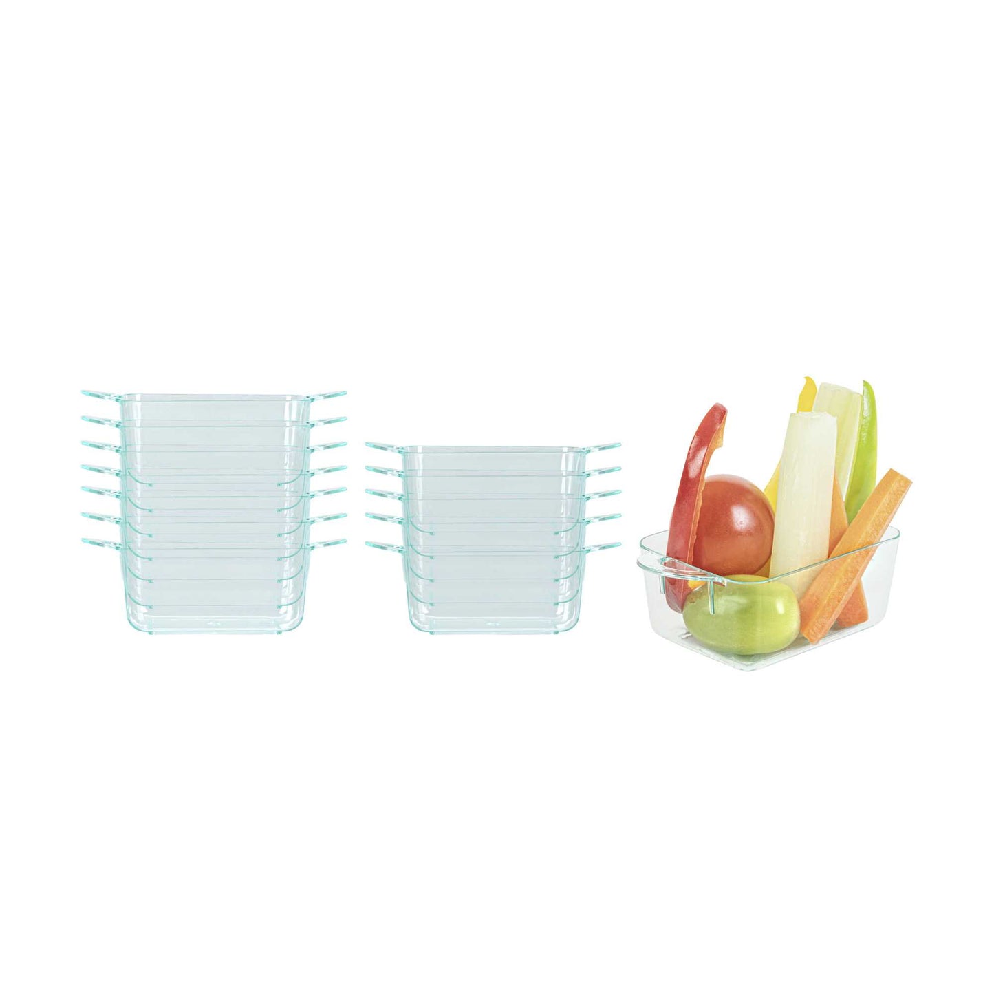 Mini Serve 3 oz Rectangle Seagreen Plastic Cocotte - 3 3/4" x 2" x 1 1/2" - 100 count box