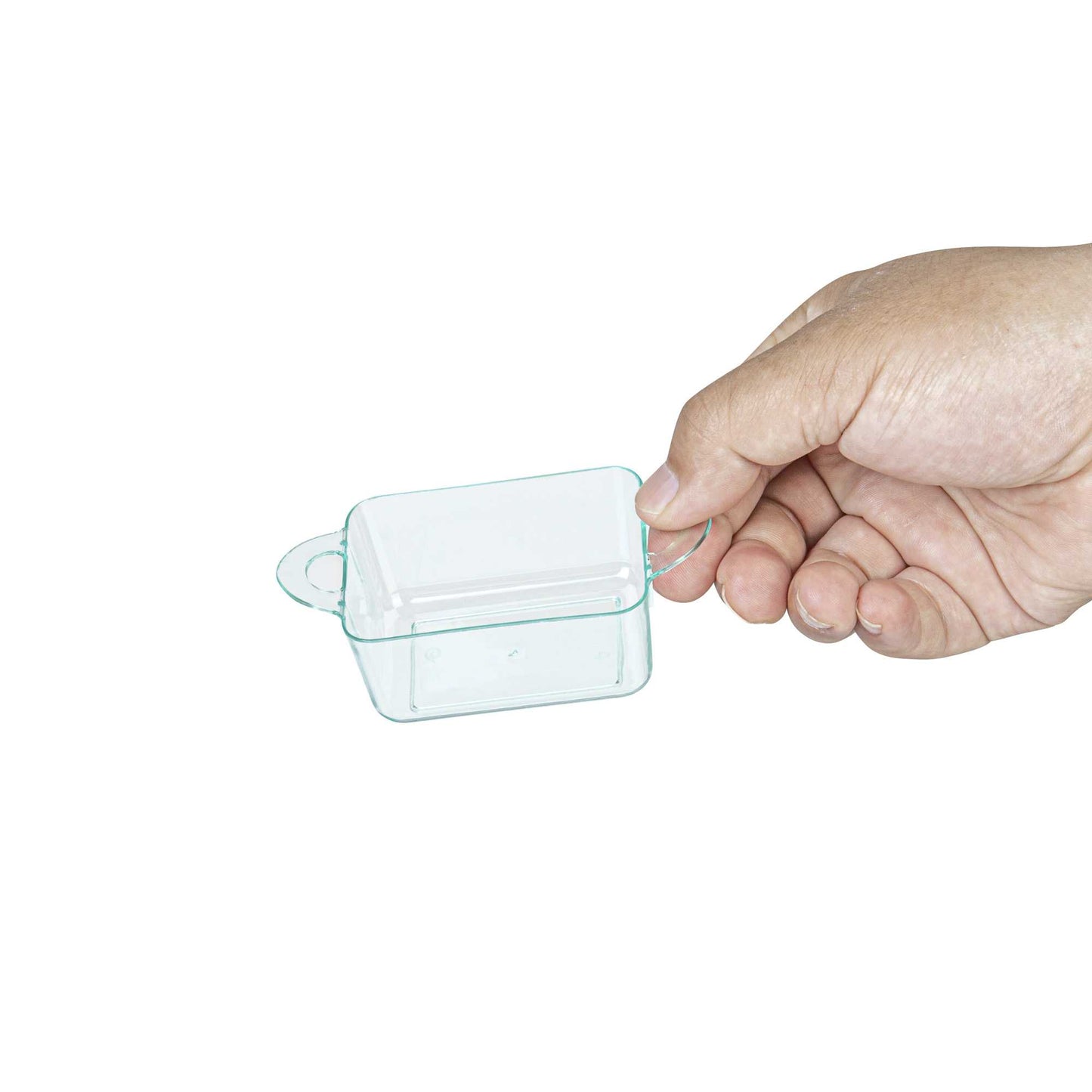 Mini Serve 3 oz Rectangle Seagreen Plastic Cocotte - 3 3/4" x 2" x 1 1/2" - 100 count box