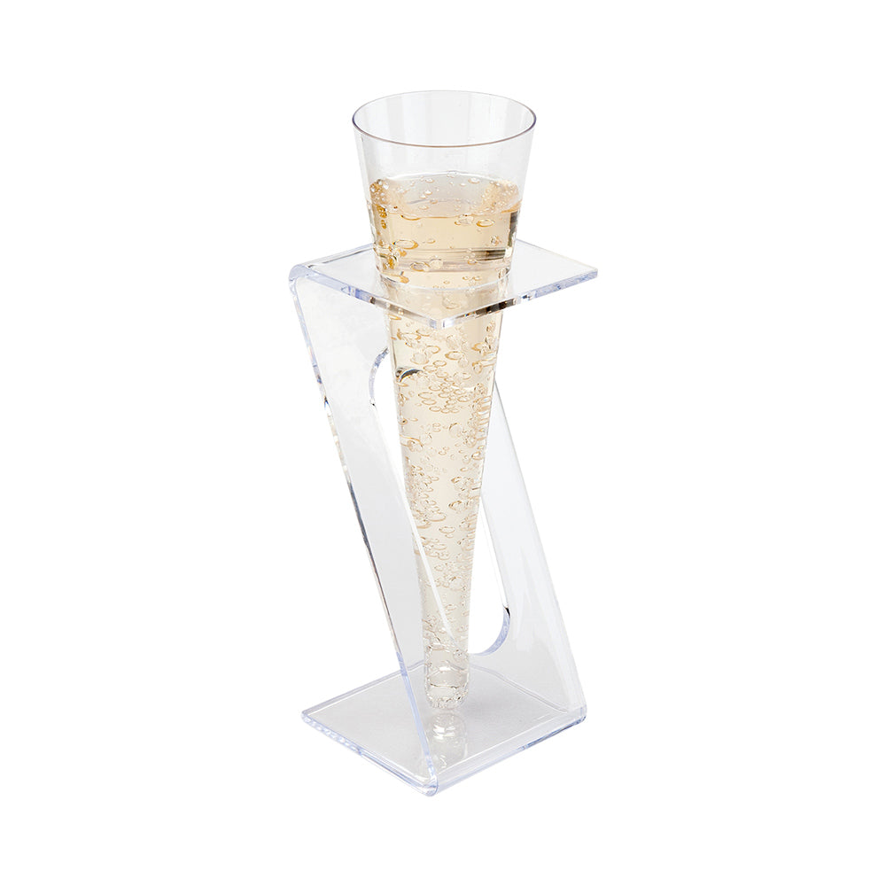 Bev Tek Clear Plastic Individual Champagne Flute Stand - 6" x 2 1/4" x 2 1/4" - 100 count box