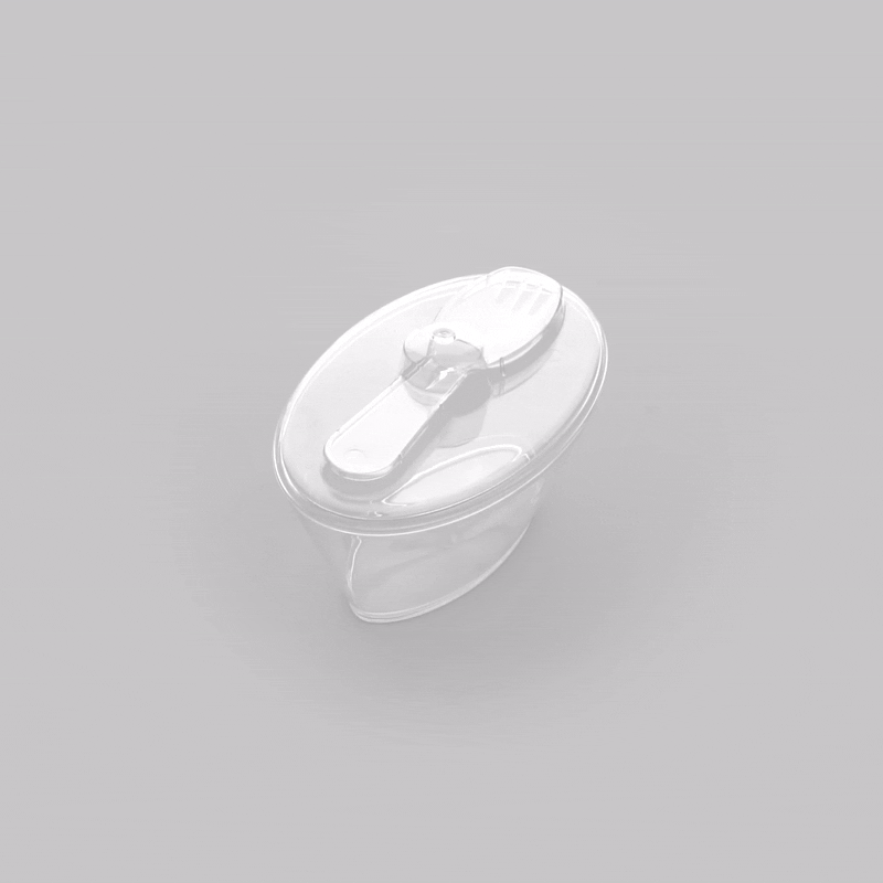 Mini Serve 4 oz Oval Clear Plastic Deli Cup - with Spork in Lid - 4 1/2" x 2 3/4" x 2 3/4" - 100 count box