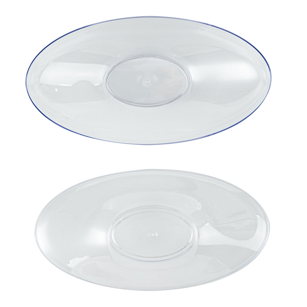 Mini Serve 6 oz Oval Clear Plastic Deli Cup - Stackable, with Lid - 5 1/2" x 3 1/4" x 2 1/2" - 100 count box