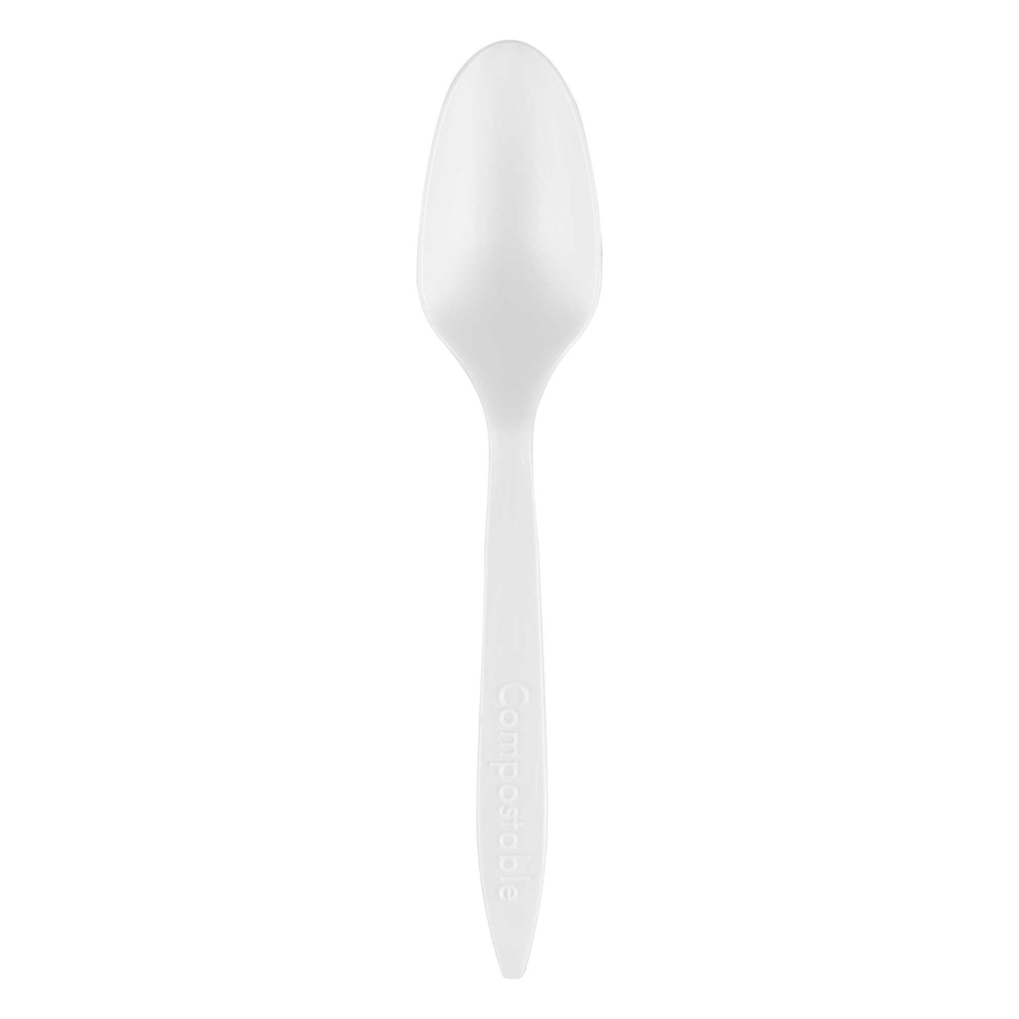 Basic Nature White CPLA Plastic Dessert Spoon - Compostable - 5" - 500 count box