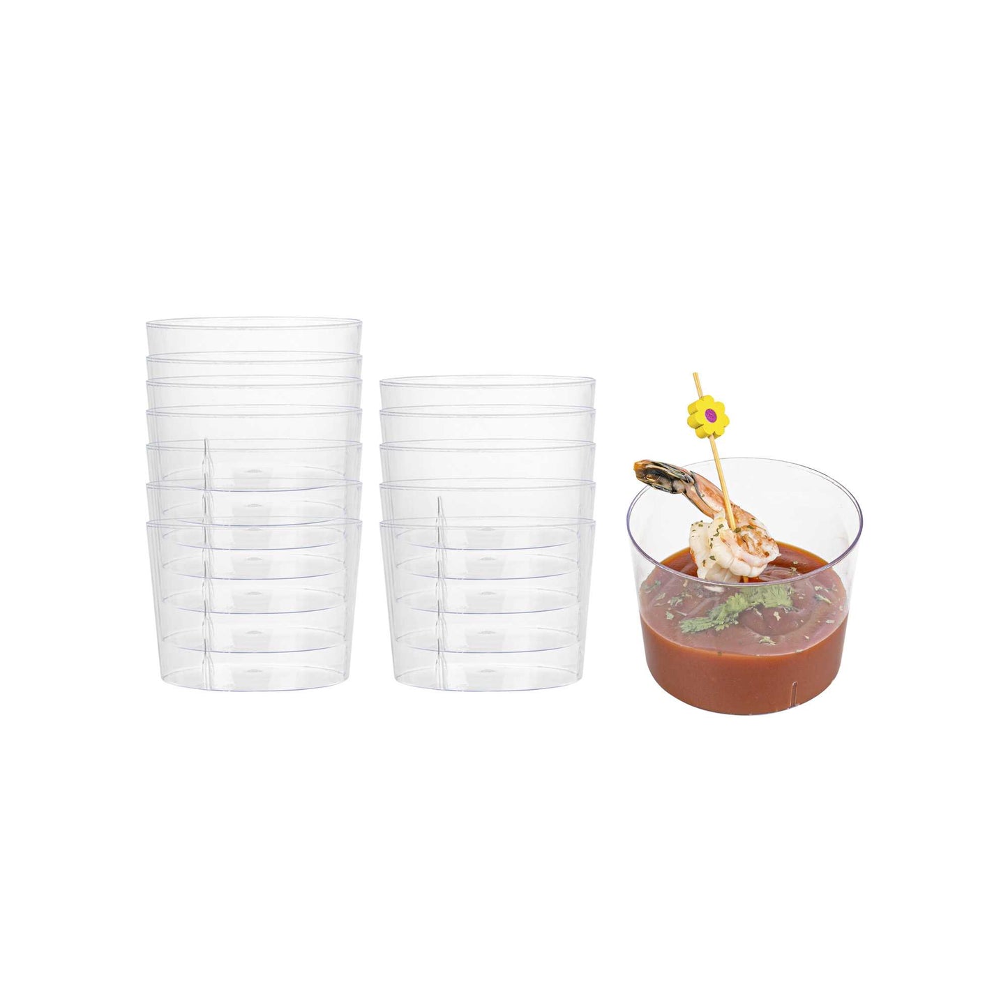 Mini Serve 6 oz Round Clear Plastic Cylindro Cup - 2 1/4" x 2 1/4" x 3" - 100 count box