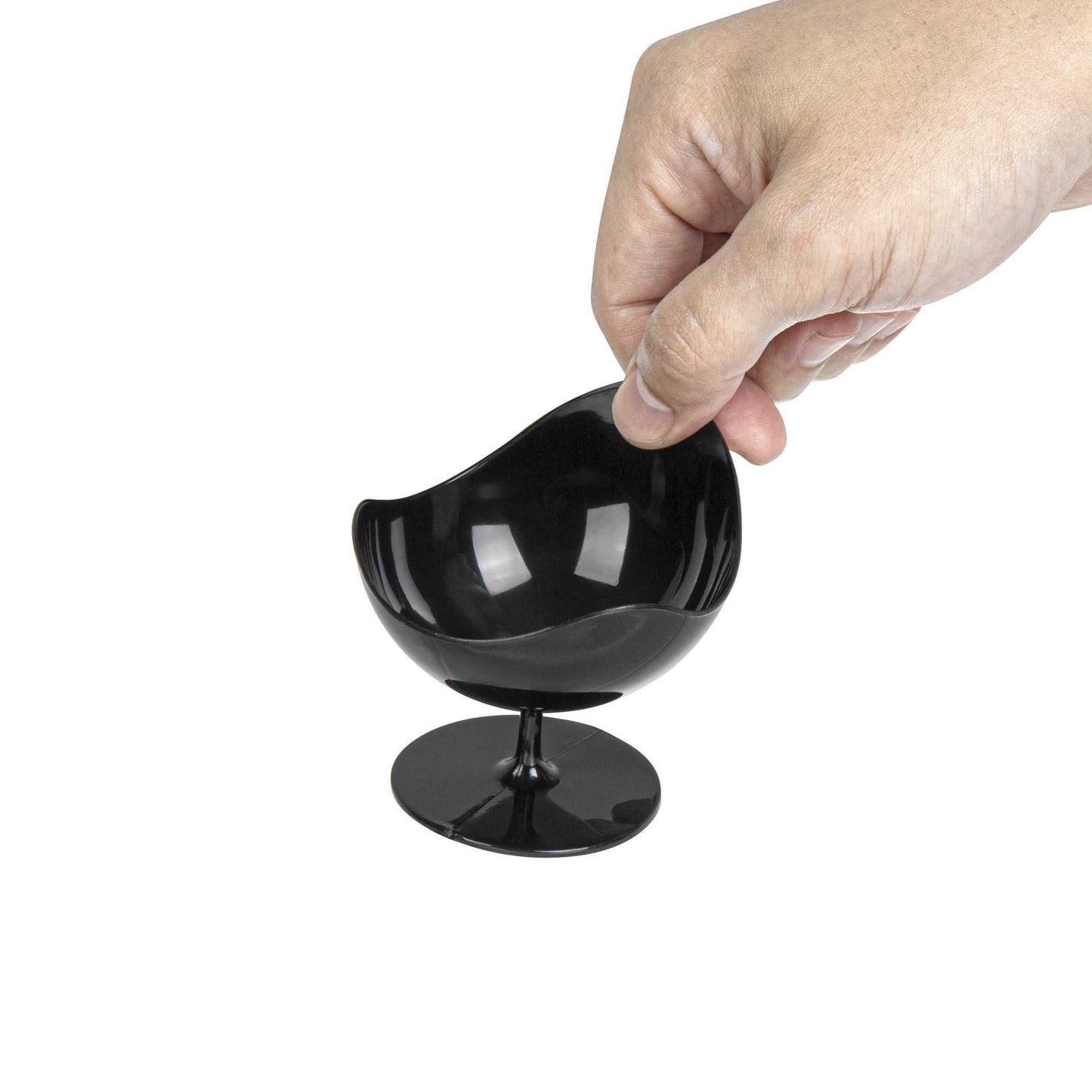 Mini Serve 2 oz Round Black Plastic Ball Chair - 2 3/4" x 2 3/4" x 2 3/4" - 100 count box