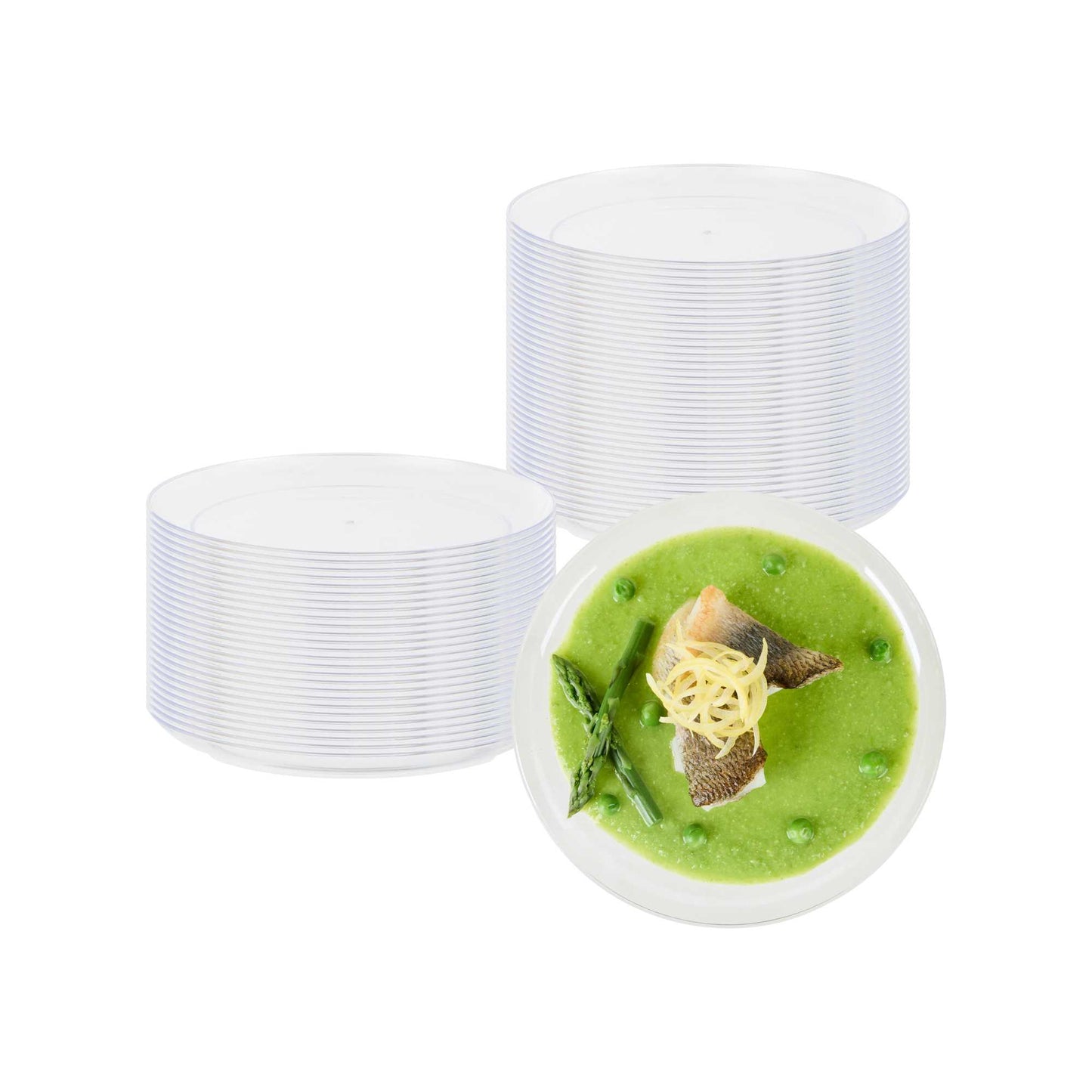 Maxi Serve Round Clear Plastic Medium Elegant Plate - 7" x 7" - 100 count box