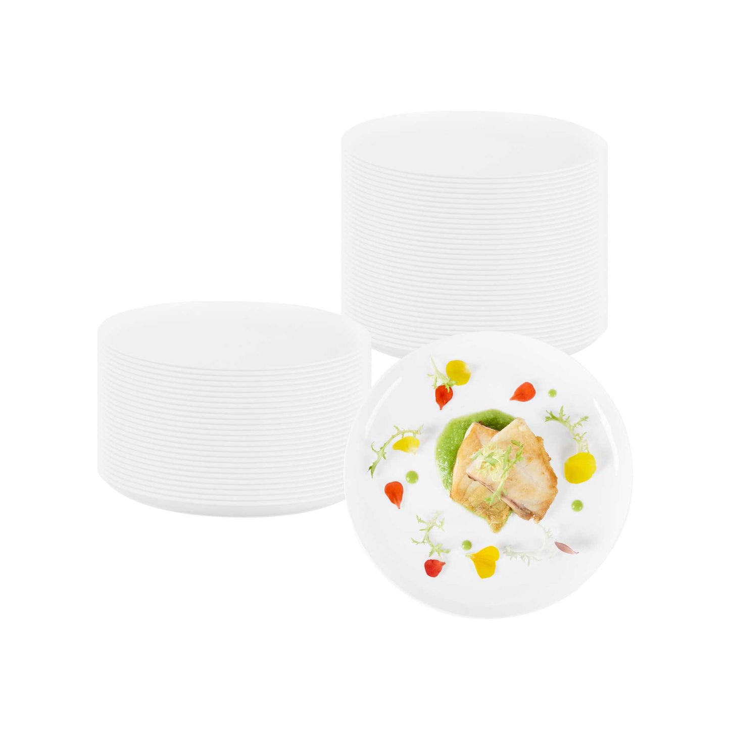 Maxi Serve Round White Plastic Medium Elegant Plate - 7" x 7" - 100 count box