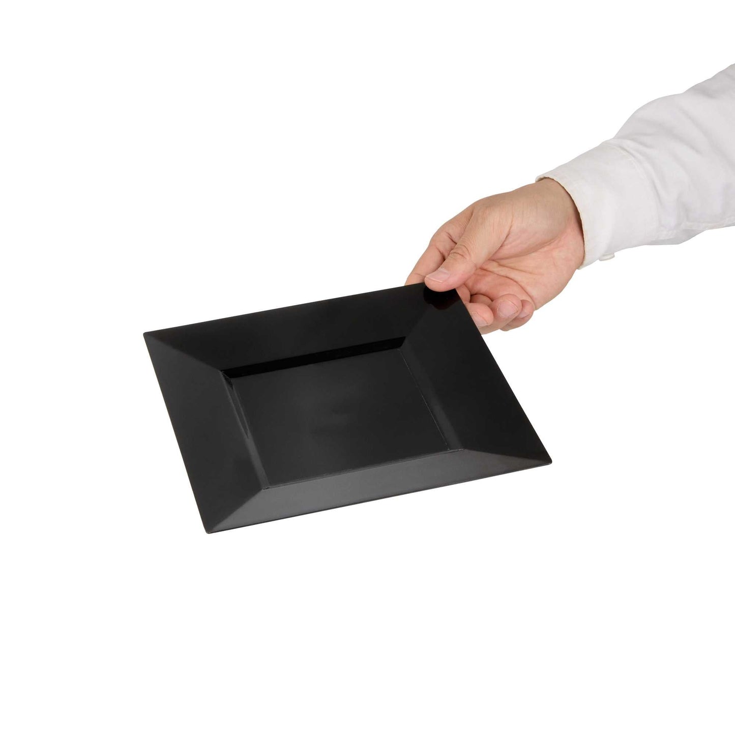 Maxi Serve Square Black Plastic Medium Plate - 8 1/4" x 8 1/4" x 1/2" - 100 count box