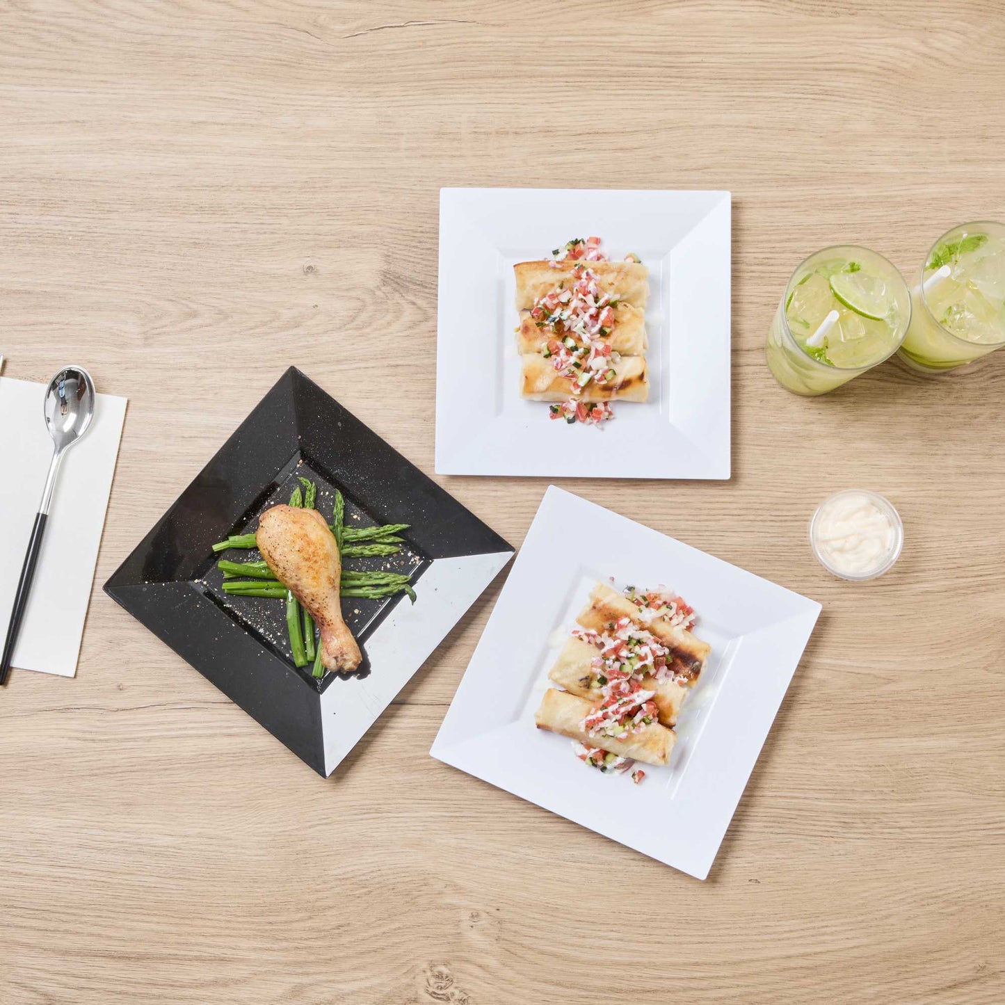Maxi Serve Square White Plastic Medium Plate - 8 1/4" x 8 1/4" x 1/2" - 100 count box
