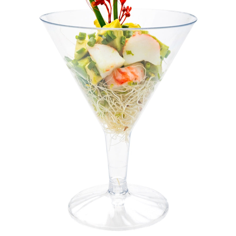 Bev Tek 8 oz Clear Plastic Martini Glass - 3 1/4" x 3 1/4" x 5" - 100 count box
