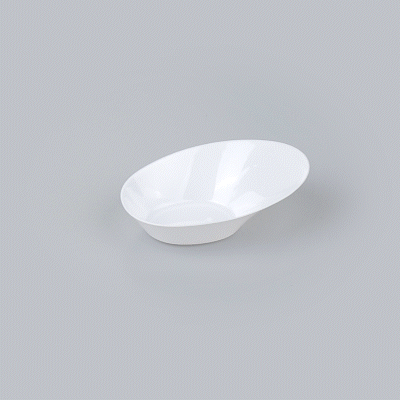 Mini Serve Oval White Plastic Ellipse Dish - 4" x 3" x 1 1/4" - 100 count box