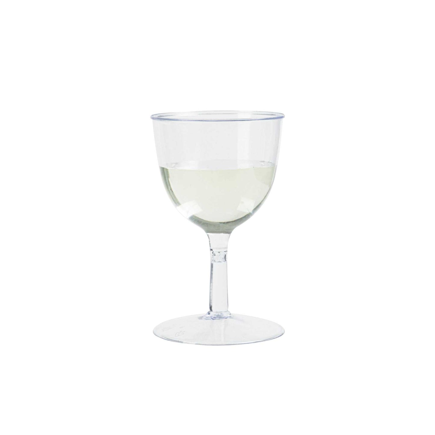 Bev Tek 2 oz Round Clear Plastic Mini Wine Goblet - 2" x 2" x 2 1/2" - 100 count box