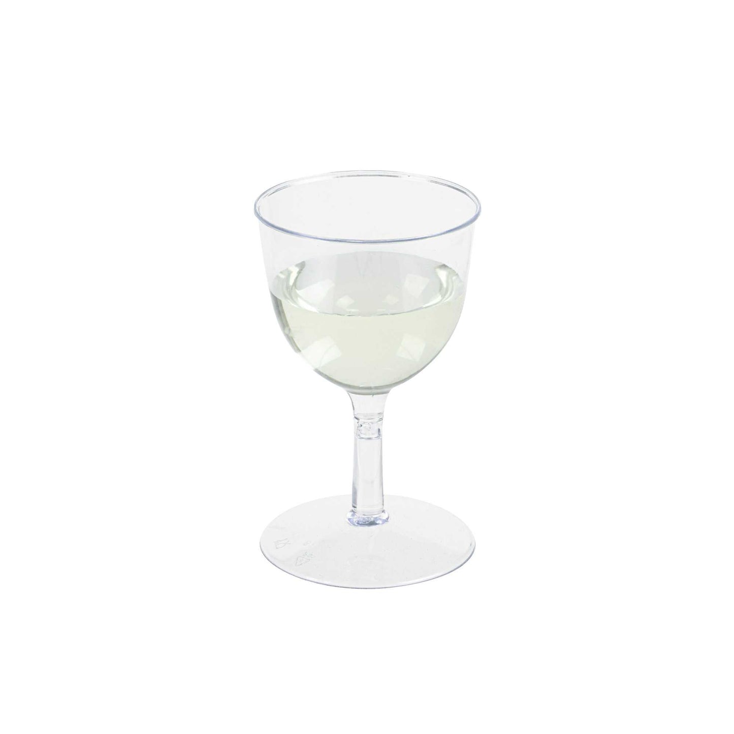Bev Tek 2 oz Round Clear Plastic Mini Wine Goblet - 2" x 2" x 2 1/2" - 100 count box