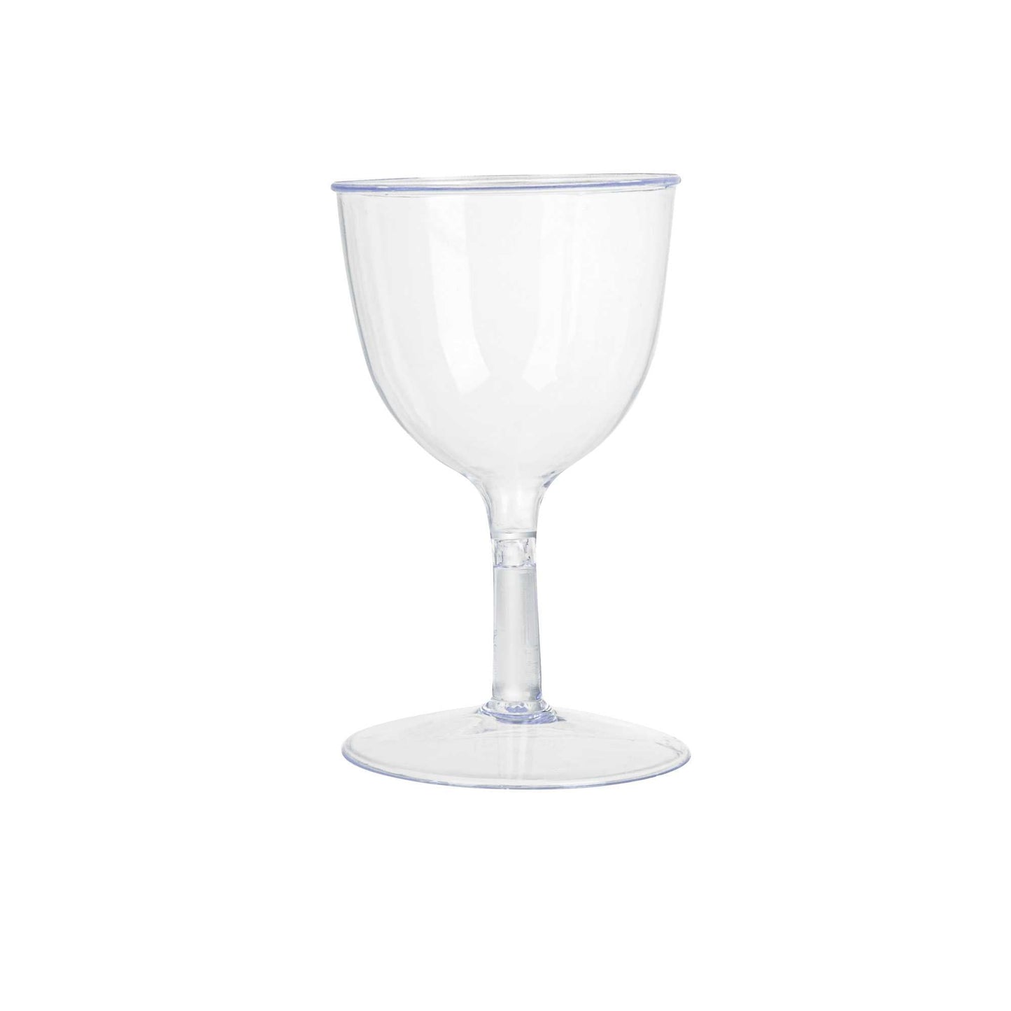 Bev Tek 2 oz Round Clear Plastic Mini Wine Goblet - 2" x 2" x 2 1/2" - 100 count box