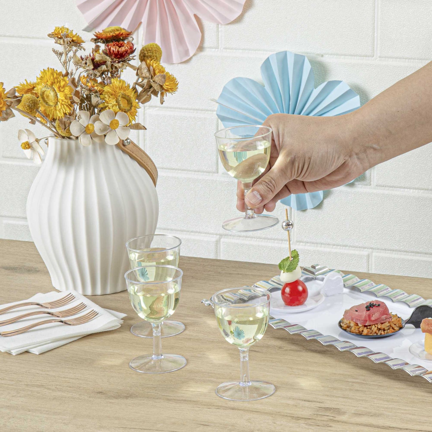 Bev Tek 2 oz Round Clear Plastic Mini Wine Goblet - 2" x 2" x 2 1/2" - 100 count box