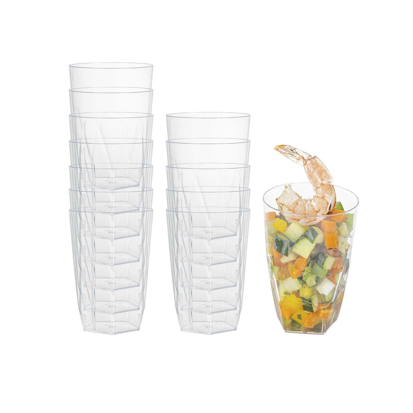 Bev Tek 5 oz Round Clear Plastic Edge Glass - 2 1/4" x 2 1/4" x 3 1/4" - 100 count box