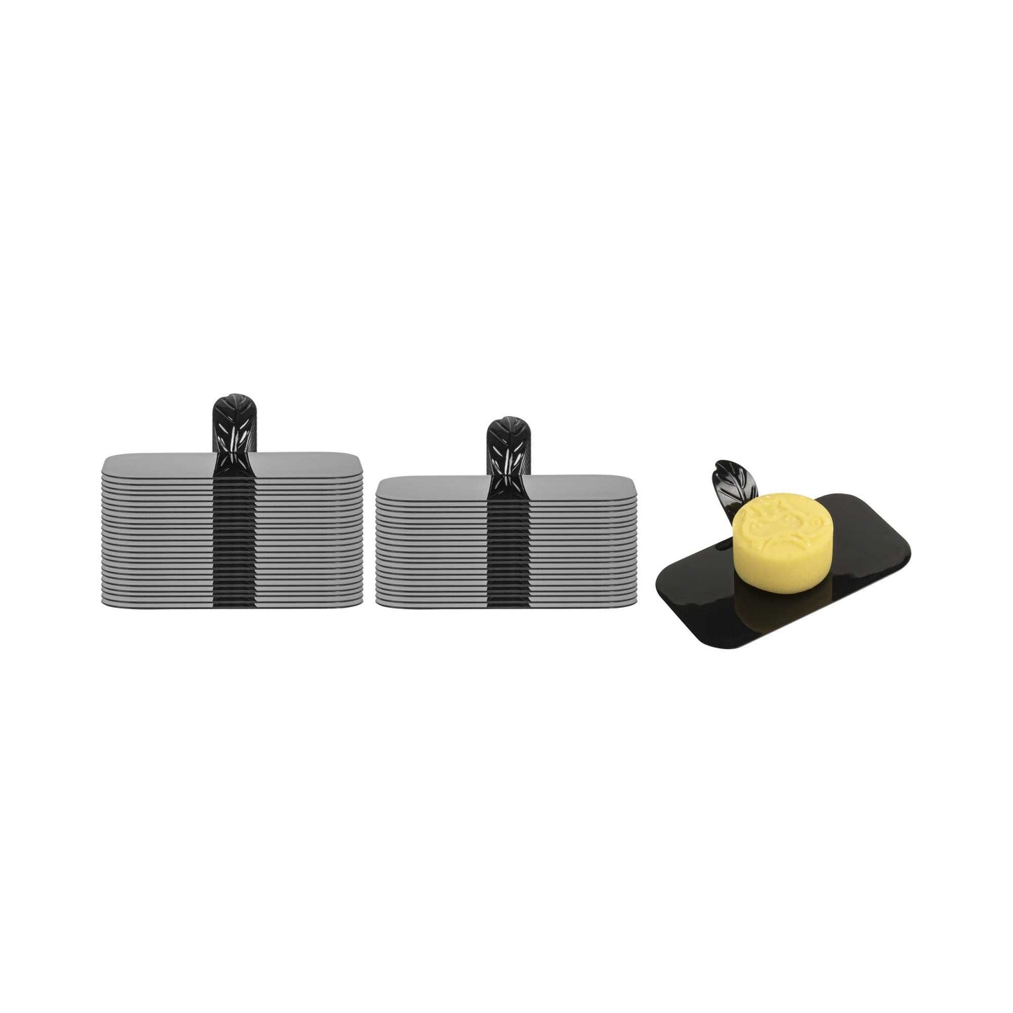 Pastry Tek Rectangle Black Plastic Pastry Pallet - 4" x 2 1/4" x 1" - 100 count box