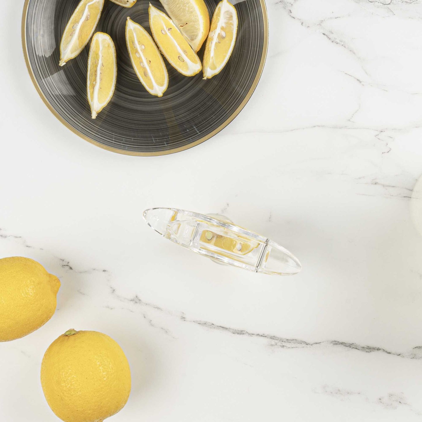 Met Lux 2 oz Clear Plastic Press Art Lemon and Lime Squeezer - 4 3/4" x 1 1/2" x 2" - 1 count box