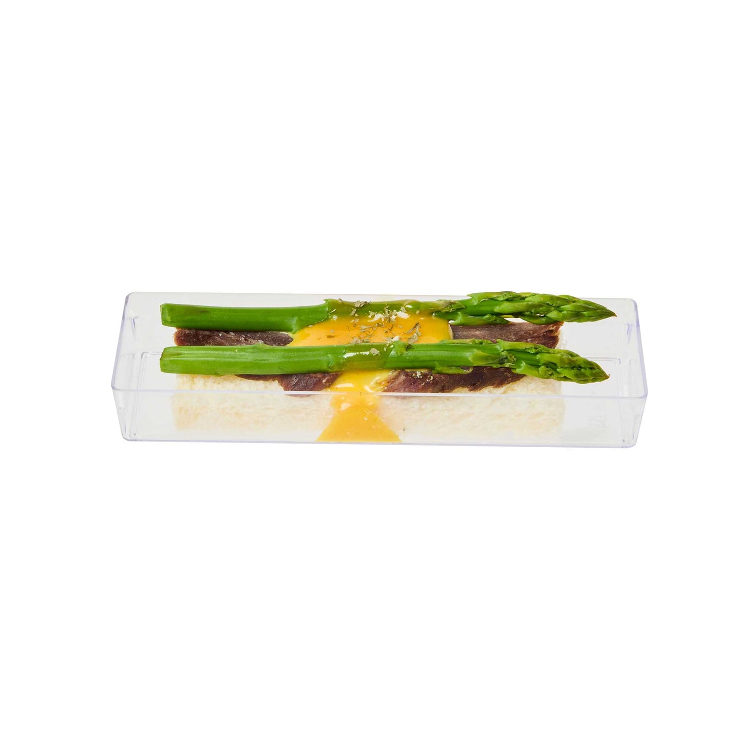 Mini Serve Rectangle Clear Plastic Modern Plate - 5 1/4" x 1 3/4" x 3/4" - 100 count box