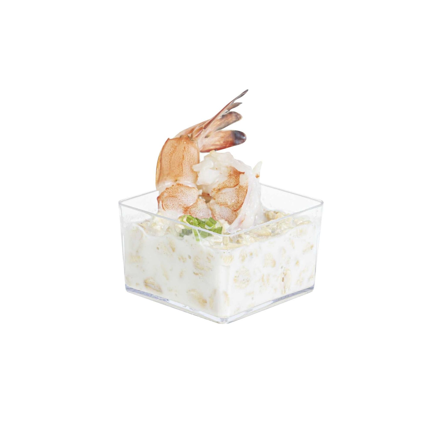 1 oz Square Clear Plastic Short Quadrato Cup - 1 3/4" x 1 3/4" x 1" - 100 count box