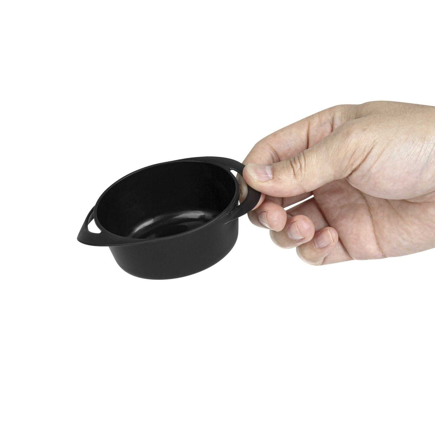Mini Serve 3 oz Round Black Plastic Mini Infinity Pot - 3 3/4" x 2 1/2" x 1 1/4" - 100 count box