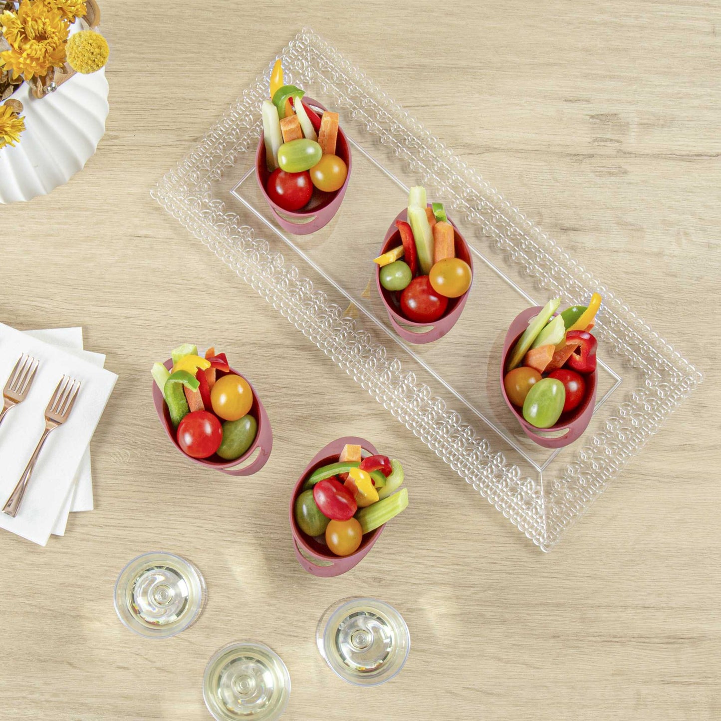 Mini Serve 3 oz Round Red Plastic Mini Infinity Pot - 3 3/4" x 2 1/2" x 1 1/4" - 100 count box