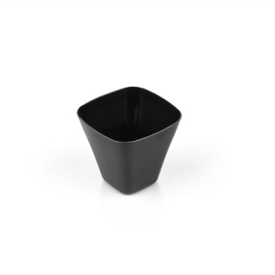 Mini Serve 4 oz Square Black Plastic Bellissima Tasting Cup - 2 1/2" x 2 1/2" x 2 1/4" - 100 count box