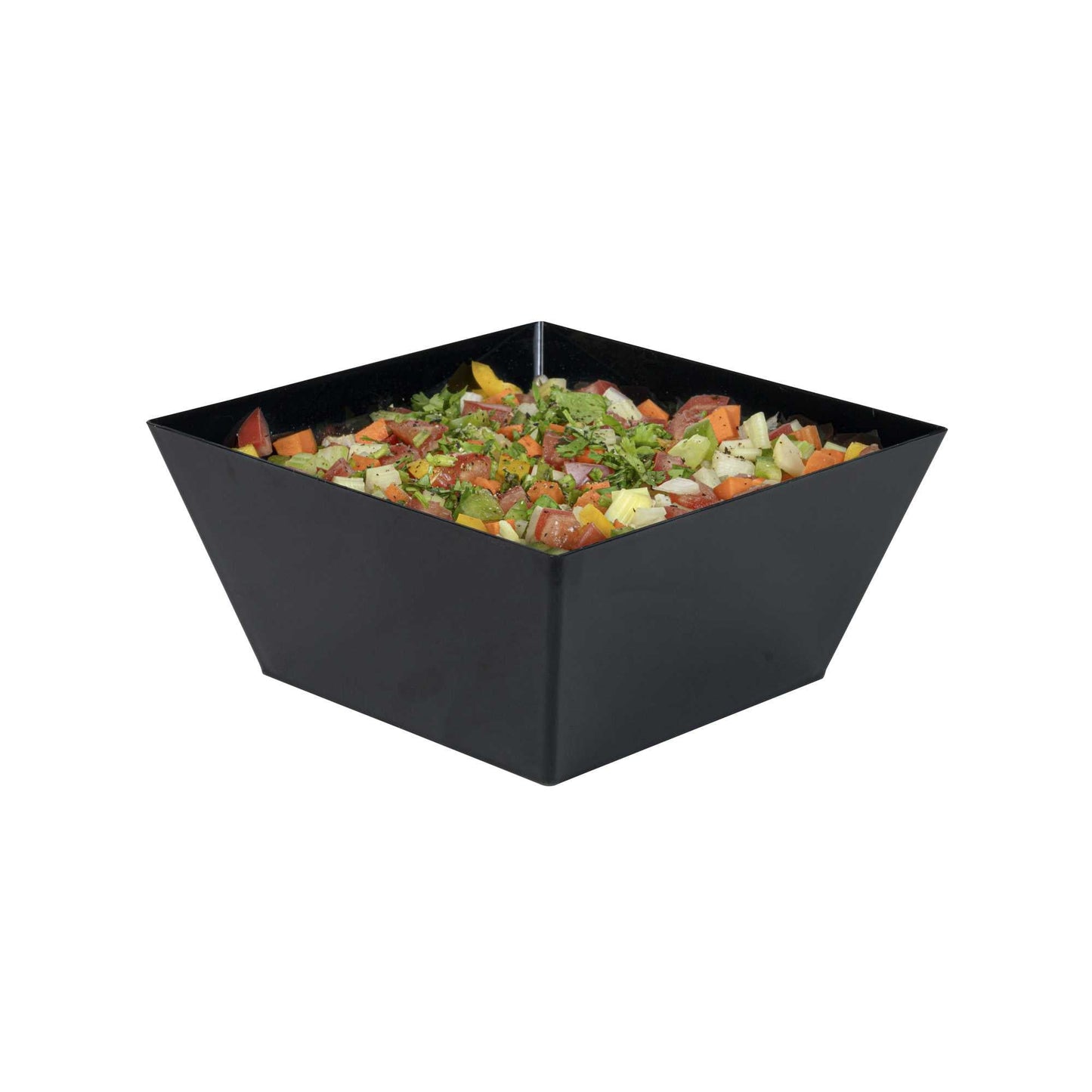 Maxi Serve 18 oz Square Black Plastic Medium Modern Bowl - 6 3/4" x 6 3/4" x 3" - 25 count box