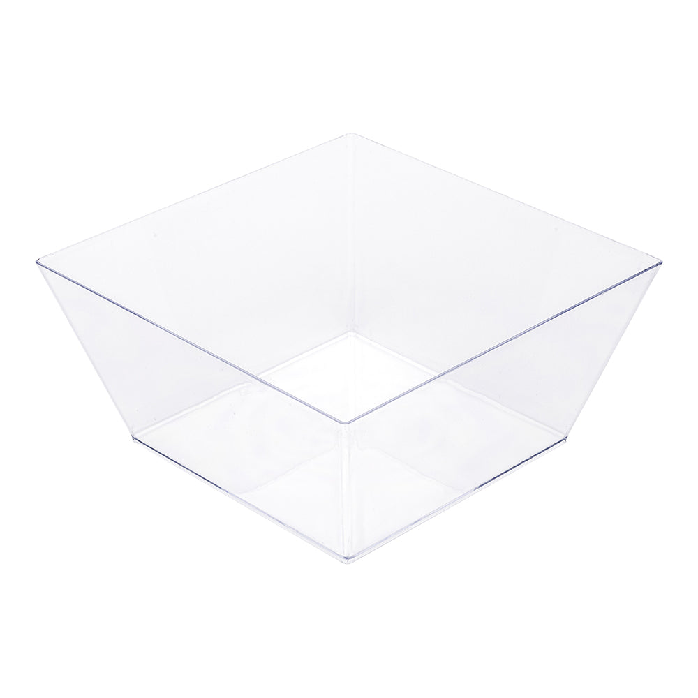 Maxi Serve 18 oz Square Clear Plastic Medium Modern Bowl - 6 3/4" x 6 3/4" x 3" - 25 count box