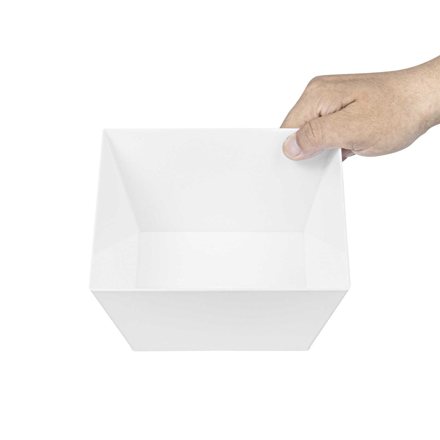 Maxi Serve 18 oz Square White Plastic Medium Modern Bowl - 6 3/4" x 6 3/4" x 3" - 25 count box