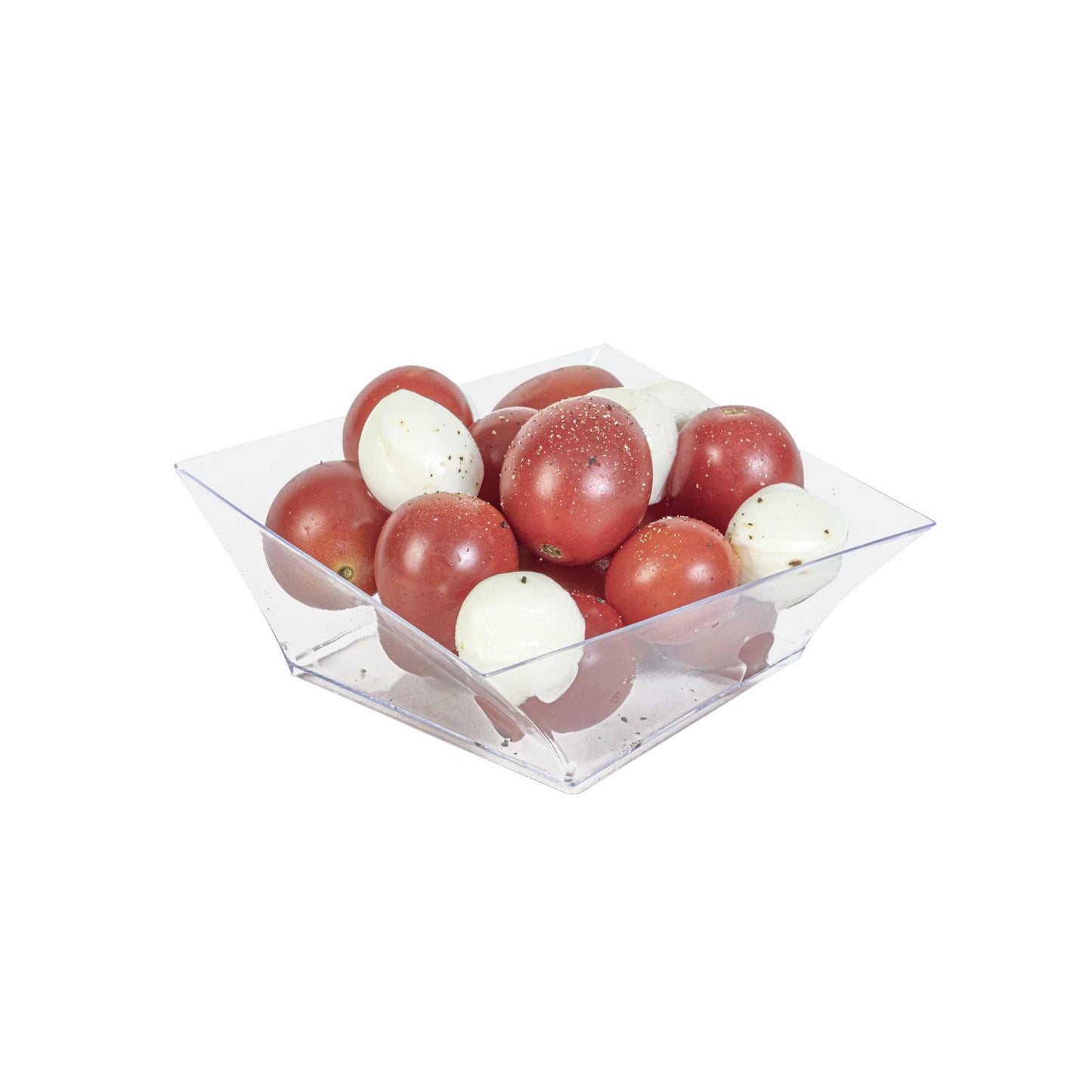 Mini Serve 7 oz Square Clear Plastic Small Girata Bowl - 4" x 4" x 1 1/2" - 100 count box