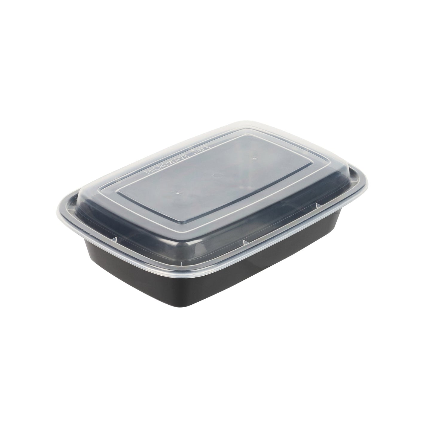 Asporto 24 oz Rectangle Black Plastic To Go Box - with Clear Lid, Microwavable - 8" x 5 1/4" x 1 3/4" - 100 count box