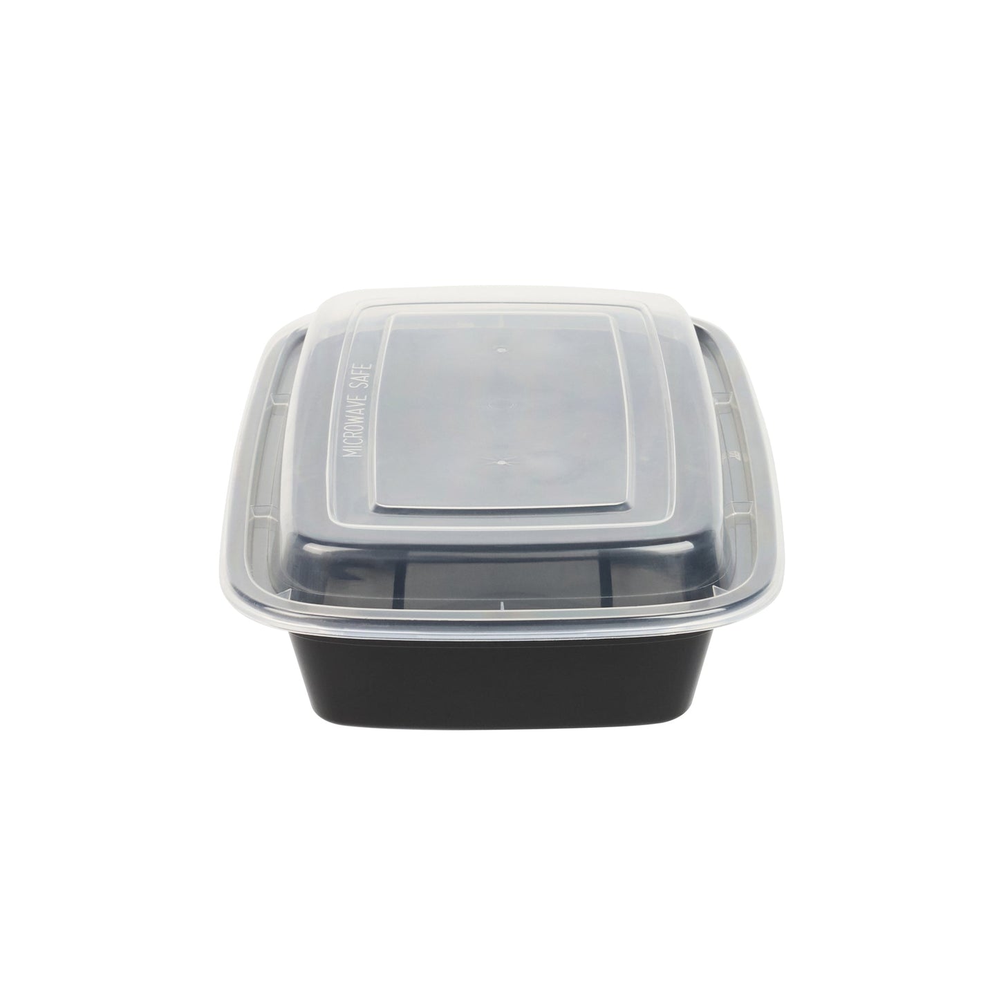 Asporto 24 oz Rectangle Black Plastic To Go Box - with Clear Lid, Microwavable - 8" x 5 1/4" x 1 3/4" - 100 count box