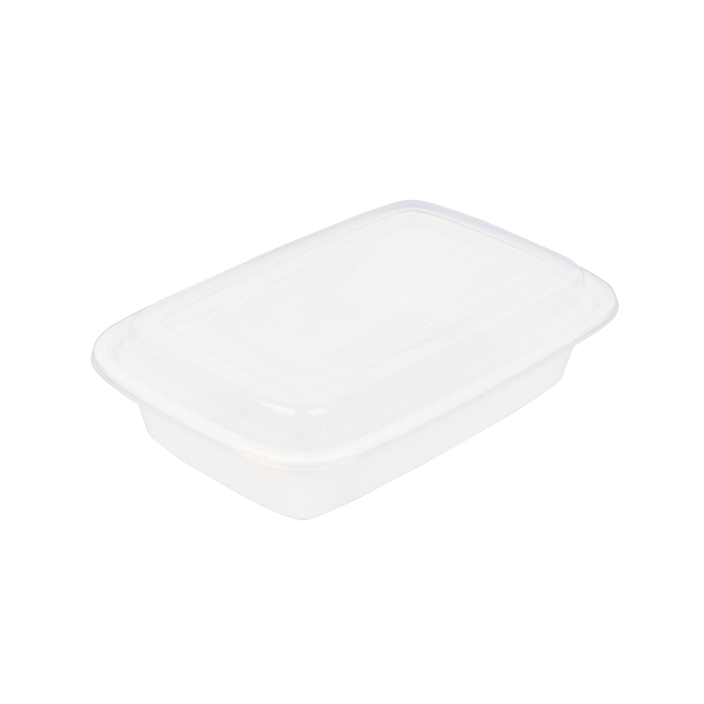 Asporto 24 oz Rectangle White Plastic To Go Box - with Clear Lid, Microwavable - 8" x 5 1/4" x 1 3/4" - 100 count box
