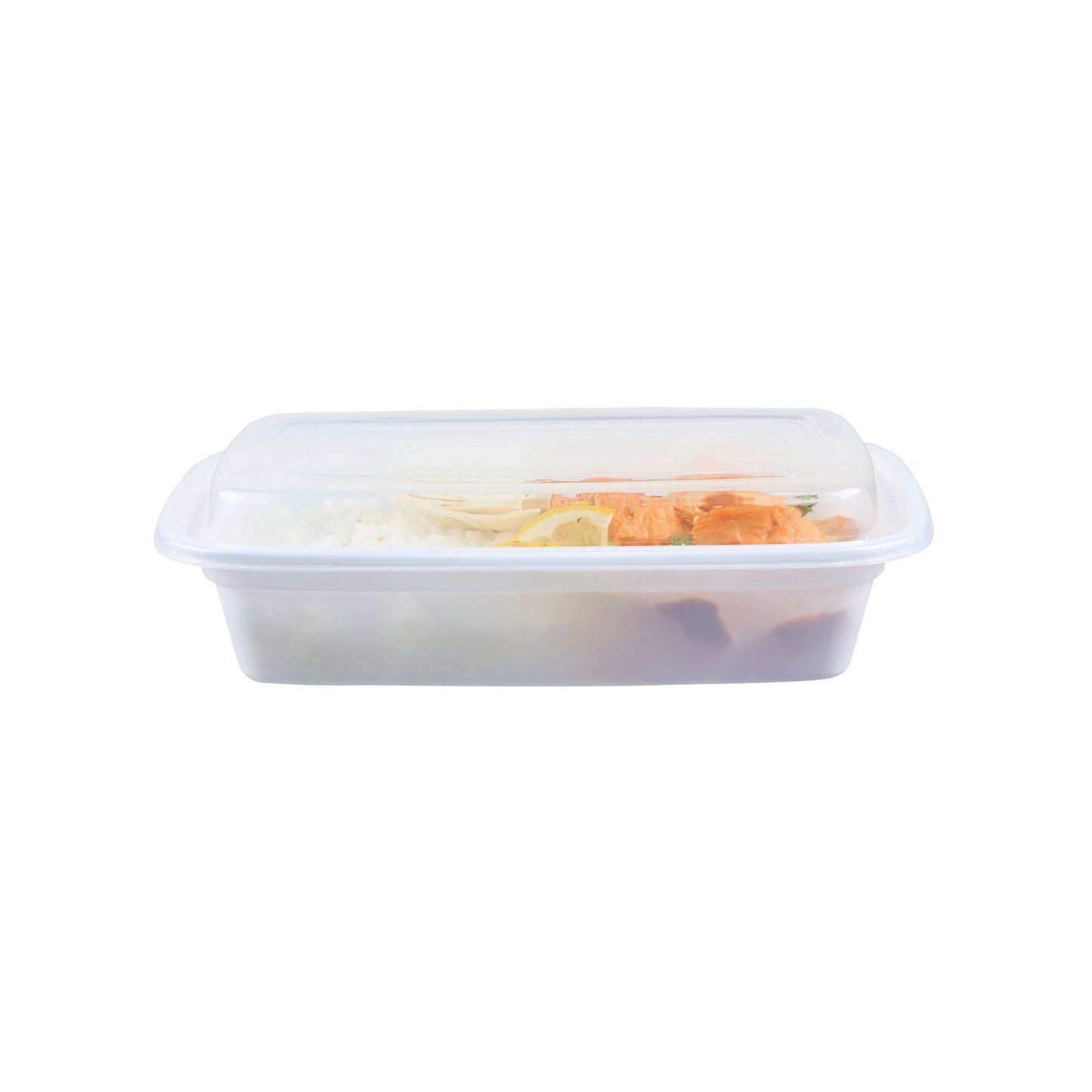 Asporto 24 oz Rectangle White Plastic To Go Box - with Clear Lid, Microwavable - 8" x 5 1/4" x 1 3/4" - 100 count box