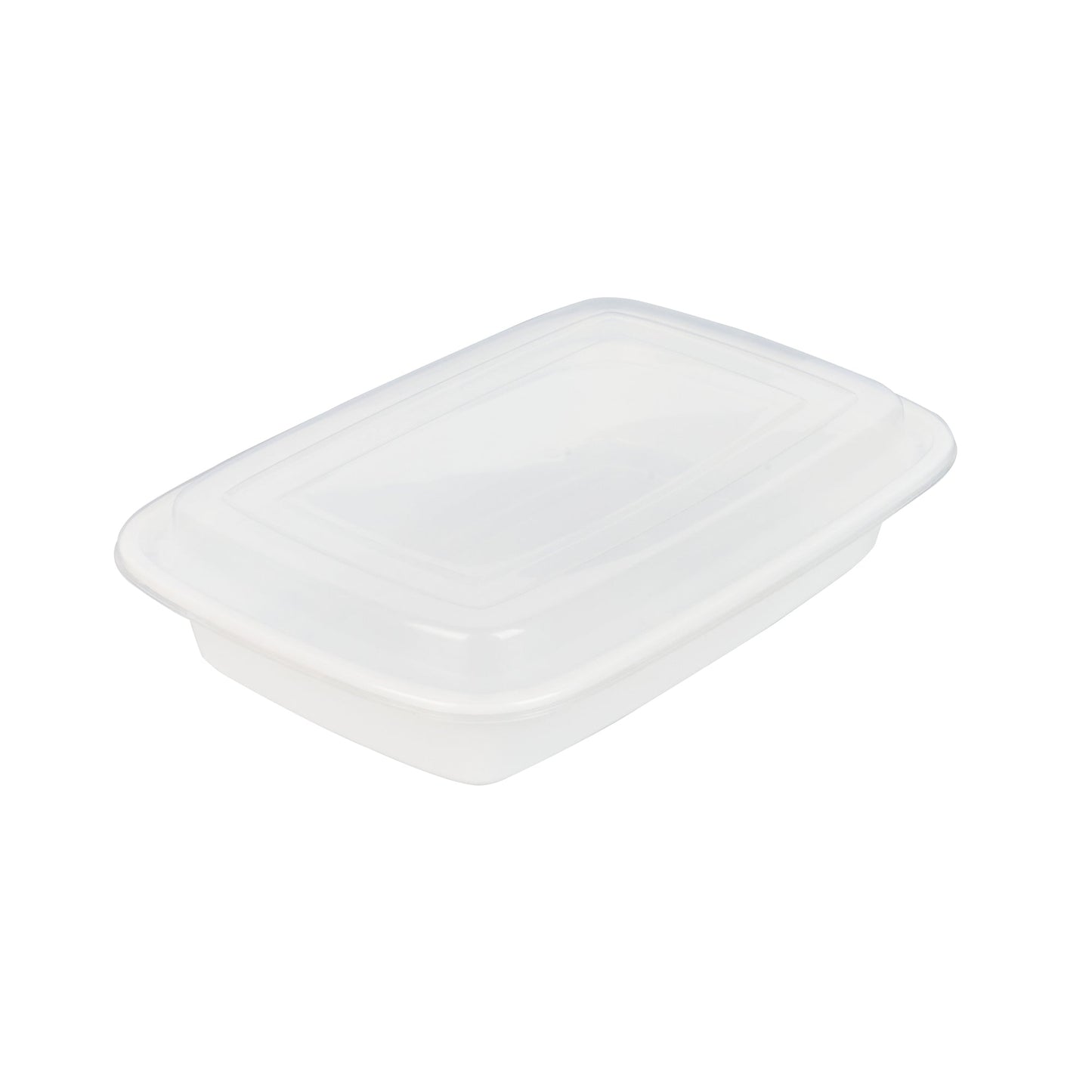 Asporto 28 oz Rectangle White Plastic To Go Box - with Clear Lid, Microwavable - 8 3/4" x 6" x 1 1/2" - 100 count box