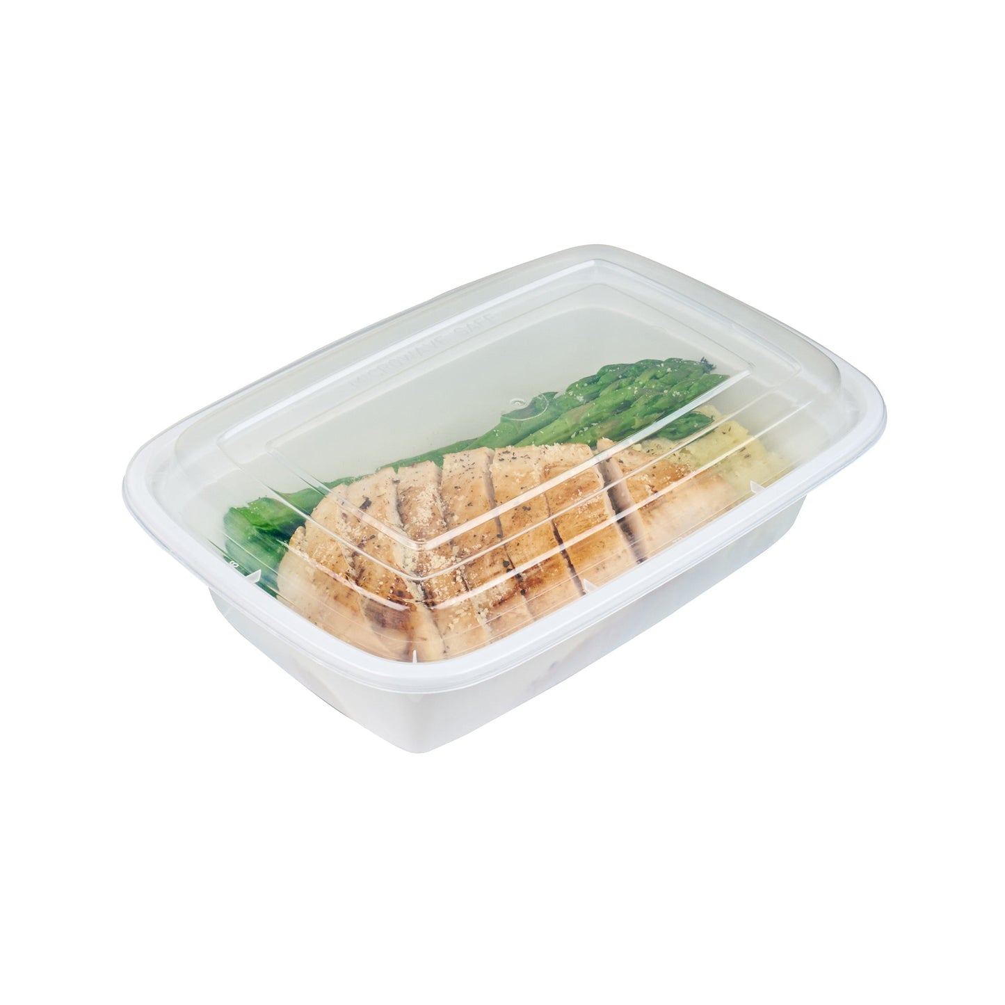 Asporto 38 oz Rectangle White Plastic To Go Box - with Clear Lid, Microwavable - 8 3/4" x 6" x 2" - 100 count box