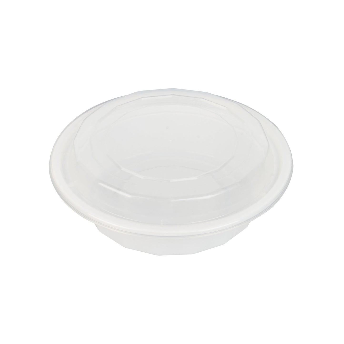 Asporto 16 oz Round White Plastic To Go Box - with Clear Lid, Microwavable - 6 1/4" x 6 1/4" x 1 3/4" - 100 count box