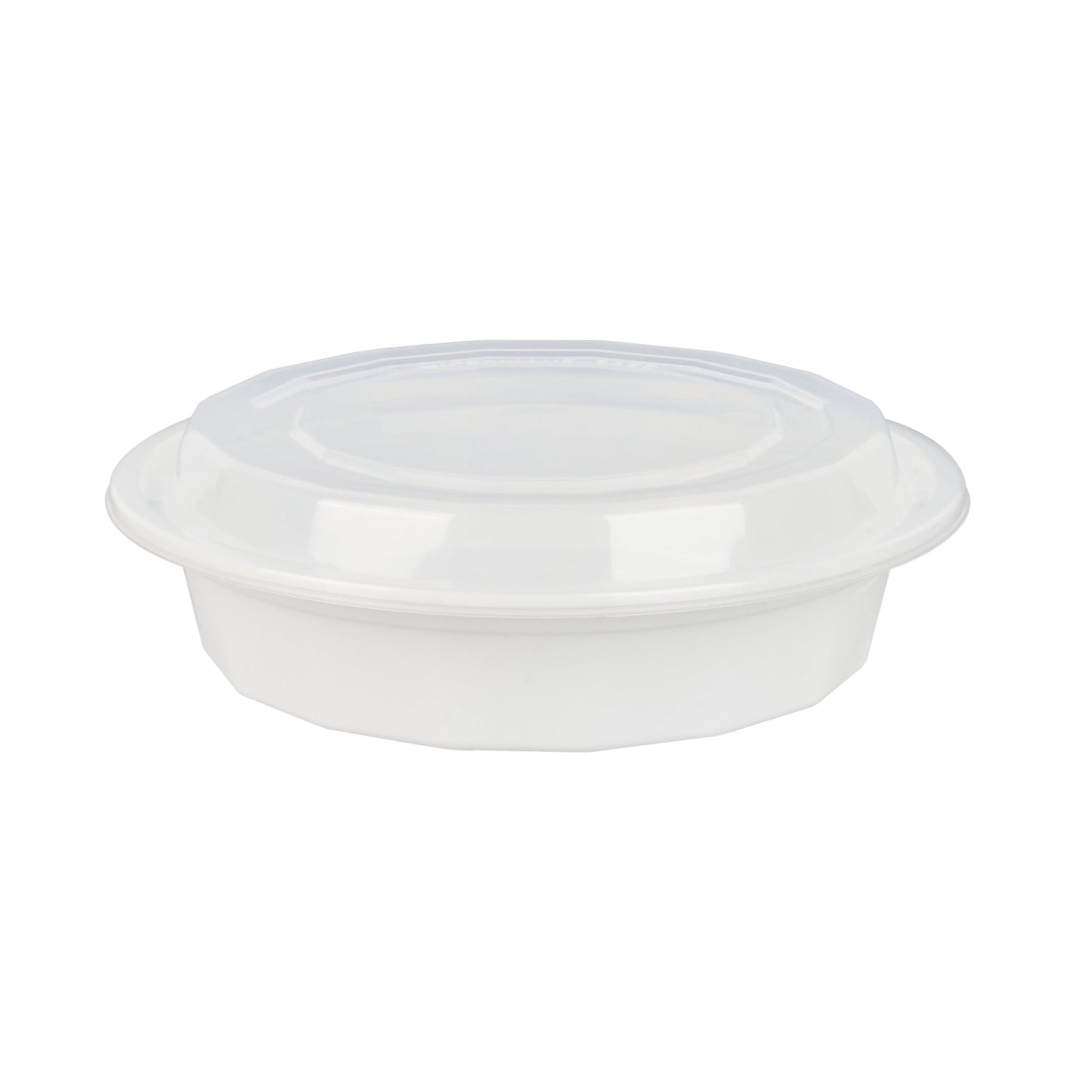 Asporto 24 oz Round White Plastic To Go Box - with Clear Lid, Microwavable - 7 1/4" x 7 1/4" x 1 1/2" - 100 count box